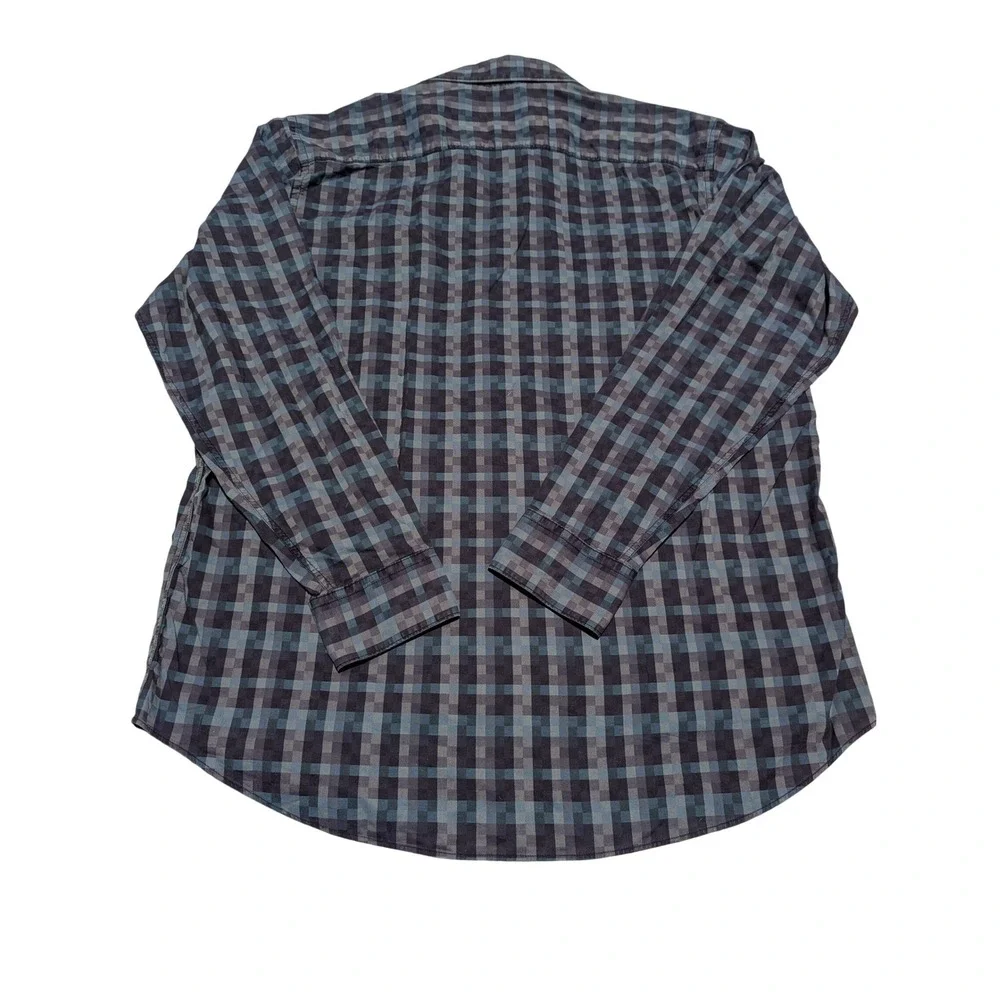 Bugatchi Button Down‎ Shirt Mens XL Blue Purple Check Uomo Cotton Long Sleeve